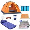 Okiyakusama da Campeggio per Automatica, Tende Campeggio Pieghevole a Doppio Strato per Esterno, per spiaggia, Tenda automatica per 3-4 persone con materassino autogonfiabile e lampada da campeggio