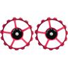 cyclingcolors 2x Puleggia Deragliatore Posteriore Alluminio 7075 Anodizzato Rosso Cuscinetto Sigillato 689-2RS Catena Bici Ciclo MTB Strada Città, 15 denti