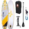 ZRAY E11 Stand Up Paddle Board Gonfiabile 335x81x13 cm fino a 122 kg, Tavola iSUP Drop-Stitch Set Completo Pagaia 3 Pezzi Pompa Alta Pressione Zaino Leash Pinna Slide-In, giallo