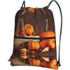YYHHAOFA Fall Pumpkin - Zaino con coulisse e cerniera, leggero, impermeabile, con tasca frontale, per viaggi, sport e yoga