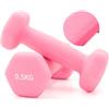 Molti Set di 2 manubri in neoprene con superficie antiscivolo in neoprene, varianti di peso, 2 x 0,5 kg fino a 2 x 3 kg, per ginnastica, aerobica, fitness, pilates, allenamento della forza (rosa, 2 x