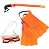 CLISPEED Set Snorkeling Vacanze Estive con Pinne Leggere Arancioni e Maschera Antiappannante in Pvc per Spiagge e Parchi Acquatici, Kit Portatile per Ragazzi Taglia 25-30