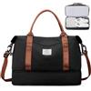 SEAFEW Borsone da Viaggio Donna, 45x36x20 Easyjet Bagaglio a Mano Borsa da Viaggio con Scomparto per le Scarpe, Borsa Sportiva Borsone da Palestra Grande, Borsa da Weekend,L9-Marrone nero