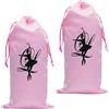 SEWOART Sacchetto per Scarpette da Danza in Raso Rosa 2 Pezzi Chiusura a Coulisse Portatile per Organizzazione e Trasporto Scarpe da Ballo 13x27cm