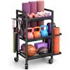 Ruiqas Supporto per manubri per palestra domestica con ruote, scaffale fitness a 3 livelli per manubri
