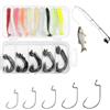 Sersoua Ami da pesca per pesce persico, luccio, pesce in gomma, con esche in gomma | Dropshot - Gancio singolo per esche da pesca, kit 2# 1# 1/0# 2/0# 3/0# dotato di scatola per esche in gomma