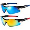 RJQZN 2 Pezzi Occhiali da Ciclismo per Uomo e Donna, Accessori Sportivi UV400 in PC, Ideali per Corsa Baseball Golf Pesca, Colore Giallo e Blu