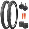 GRELiving Knobby - Set di pneumatici per mountain bike, 26 x 1,95 cm, antiscivolo, con camera d'aria e leve per pneumatici, resistente alle forature, per fuoristrada e mountain bike