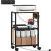 HOMCOM Supporto per stampante Supporto per stampante con ruote, prese, porte USB e USB-C fino a 40 kg Marrone Rustico | Aosom Italy
