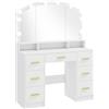 HOMCOM Toeletta con 10 lampade LED in stile Hollywood, specchio, 7 cassetti, 3 scomparti, MDF, bianco | Aosom Italy