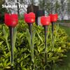 SHENZHITECH 10 luci solari a LED per esterni lampada a forma di fiore di tulipano illuminazione di paesaggio per cortile prato inserto per palo da giardino impermeabile rosa solare