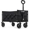 SONGMICS Carrello Pieghevole, Carrello da Giardino, Compatto, con Manico, con 4 Ruote Rinforzate, 2 Universali, Carico fino a 150 kg, per Esterni, Giardino, Nero Inchiostro/Grigio Ardesia/Beige