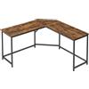 VASAGLE Scrivania ad Angolo a Forma di L, Scrivania da Gaming, 149 x 149 x 76 cm, Scrivania Angolare per Studio, Ufficio Domestico, Salvaspazio, Facile da Montare, Marrone Rustico e Nero