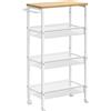 VASAGLE Carrello a 4 Ripiani, Carrello da Cucina Stretto con Ruote, con Maniglia, per Spazi Ridotti, 22 x 45,4 x 77 cm, per Cucina, Bagno, Soggiorno, Studio, Rovere Beige e Bianco