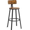 VASAGLE Sgabello Alto, Set di 2, Sgabelli da Cucina, con Schienale, Struttura in Acciaio, Seduta Alta 73 cm, Facile da Montare, Stile Industriale, Marrone Rustico e Nero Rustico/Bianco e Nero