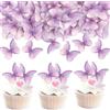 NONE Topper per cupcake a farfalla, 48 pezzi Farfalle viola per decorare torte, Topper per torta a farfalla 3D, Ooblea di carta, Forniture per matrimoni, Feste di compleanno