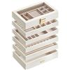 SONGMICS Portagioie impilabile, portagioie grande a 6 strati, coperchio in vetro trasparente, 17 x 28 x 25,3 cm, per cassetto della cassettiera, idea regalo, bianco nuvola, regalo di Natale