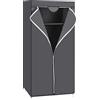 SONGMICS Armadio Pieghevole in Tessuto con Asta Appendiabiti, Organizer per Vestiti, Scarpe, Giocattoli - Salvaspazio 75 x 45 x 160 cm - Grigio/Nero