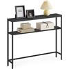 VASAGLE Tavolo Console, 20 x 100 x 80 cm, Tavolo d'Ingresso Moderno con 2 Ripiani, per Soggiorno, Camera da Letto, Grigio Carbone e Nero Inchiostro/Marrone Rustico e Nero Inchiostro/Mélange