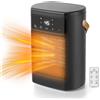 NONE Termoventilatore portatile compatto da 1500 W con telecomando, 3 modalità di riscaldamento, funzionamento silenzioso, protezione da surriscaldamento e ribaltamento, per casa e ufficio