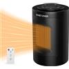 NONE Ventilatore Riscaldatore in Ceramica con Telecomando - Silenzioso e a Basso Consumo, per Bagno, 3 Livelli di Calore, Oscillante con Timer 8H