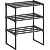 SONGMICS Scarpiera a 3 livelli, scarpiera in metallo, organizer per scarpe, per 3-6 paia di scarpe, impilabile, corridoio, 30 x 42,5 x 54,5 cm, nero