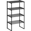 SONGMICS Scarpiera a 4 Ripiani, Scarpiera in Metallo, Organizer per Scarpe, per 4-8 Paia di Scarpe, Impilabile, per Ingresso, 30 x 42,5 x 71,5 cm, Nero