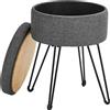 SONGMICS Puff, Tronco, Panca portaoggetti rotonda, Sgabello da trucco, 39 x 44,1 cm, 4 gambe in metallo, Sedile imbottito, Ardesia, Legno ingegnerizzato, Grigio scuro, 31x31x43 cm