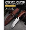 NONE Coltello da Campeggio Outdoor, Strumento EDC Multifunzionale Portatile, Manico in Legno, Alta Durezza, Affilato, con Fodero in Pelle