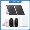 DEKCO Sistema di Telecamere Solari WiFi Dekco 3MP, Kit 2 Telecamere per Esterni, Set di Telecamere di Sicurezza Wireless per Casa con Visione Notturna a Colori e Audio Bidirezionale