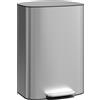 HOMCOM Pattumiera da cucina 50L, pattumiera a pedale in acciaio inossidabile con secchio interno rimovibile, chiusura ammortizzata e coperchio apribile, filtro anti-odore, maniglie, anti-impronta,