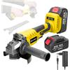 KKMOON Smerigliatrice Angolare 21V 125mm M14 con Motore Brushless, Utensile Elettrico Multifunzione a Batteria al Litio per Taglio e Levigatura