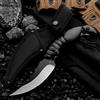 NONE Coltello da Campeggio a Lama Fissa con Fodero in Nylon, Coltello Dritto da Esterno con Rivestimento Nero, Strumento EDC Resistente per Escursionismo, Caccia e Avventura