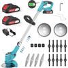 X-COTEC Tagliaerba a batteria con due batterie, decespugliatore elettrico, attrezzo 2 in 1 per tagliare ed incorniciare, tagliaerba per giardino e cortile