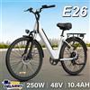 NONE Bicicletta Elettrica URLIFE E26 con Motore 250W, Batteria al Litio Rimovibile 48V10.4AH, Pneumatici 26x2", Display LCD per Adulti