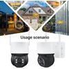 BoyKeep 1-2PC Telecamera WiFi HD 3MP 355 ° Luce notturna a doppia rotazione, visione notturna, IP66, impermeabile, monitoraggio remoto del telefono, sensore di movimento PIR, bidirezionale