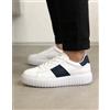 NONE Sneakers bianche da uomo, scarpe casual con lacci, con strisce a contrasto, leggere, comode, basse, alla moda, per camminare