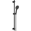 Görbach Saliscendi Doccia con Soffione 3 Getti, Asta Doccia Acciaio inox con Supporto per Doccetta e Tubo, Colonna Doccia Senza Miscelatore Adattarsi ai Fori Esistenti, 100 cm Nero