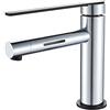 GRIFEMA DOVER-G11002B Miscelatore per Lavabo (G3/8 Pollici), Rubinetto da Bagno a Led con Tecnologia di Risparmio Idrico, Cromo/Argento