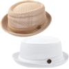 ZffXH Cappelli Pork Pie da Uomo, 2pz Cappello Pork Pie Estivo in Mesh Cappelli Bombetta Fresco Rinfrescante Berretto da Spiaggia Festa Boater Porkpie Breaking Bad Cappello Costume Paglia, L