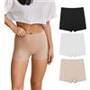 SHARICCA Boxer Donna Senza Cuciture Vita Alta Pantaloncini Donna in Viscosa Culotte Shorts Intimo Fitness Sport Hot Pant (3 Pacco-01, S-1)