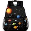 Mexpekil Zaino per bambini con sistema solare e pianeta spaziale per bambini e bambine, mini zainetti per la scuola materna, scuola materna, viaggio, Multicolore, 10x4x12 inch
