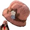 Generic Cappello invernale in lana lavorato a maglia, motivo floreale, con materiale caldo extra spesso, antivento, berretto in maglia francese con vestibilità morbida e confortevole, cappello invernale da