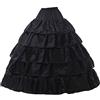 MISUVRSE Gonna a foglia a 5 strati, da sposa, abito da sposa, petticoat con fibbia di regolazione, camicetta a cerchio, sottogonna, gonna lunga grande crinolina, crinolina, lungo tulle, Nero , Taglia unica