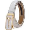 OBASDFD Cintura Da Donna In Vera Pelle, Cinturino Di Lusso Con Fibbia Automatica Dorata, 2,4 Cm, Firmata
