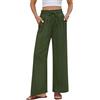heekpek Pantaloni Donna Estivi in Cotone e Lino Leggeri Larghi Pantalone Elastico in Vita Alta Casual Eleganti Tinta Unita Comodi con Tasche(Verde,S)