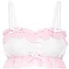 Satini Bralette Sissy Aderente in Chiffon, Bianco, L