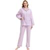 kolipajam Pigiama 100% cotone per le donne a maniche lunghe PJS set accogliente Button Down Sleepwear Boyfriend Loungewear S-3XL, Striscia rosa B, L