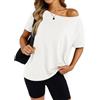 Tomwell Maglietta da donna in cotone, con spalle scoperte, oversize, a maniche corte, casual, estiva, 2026