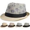 Initlove Cappello Fedora in paglia per uomo donna estivo a tesa corta Trilby cappelli, Fiocco di neve, Taglia unica